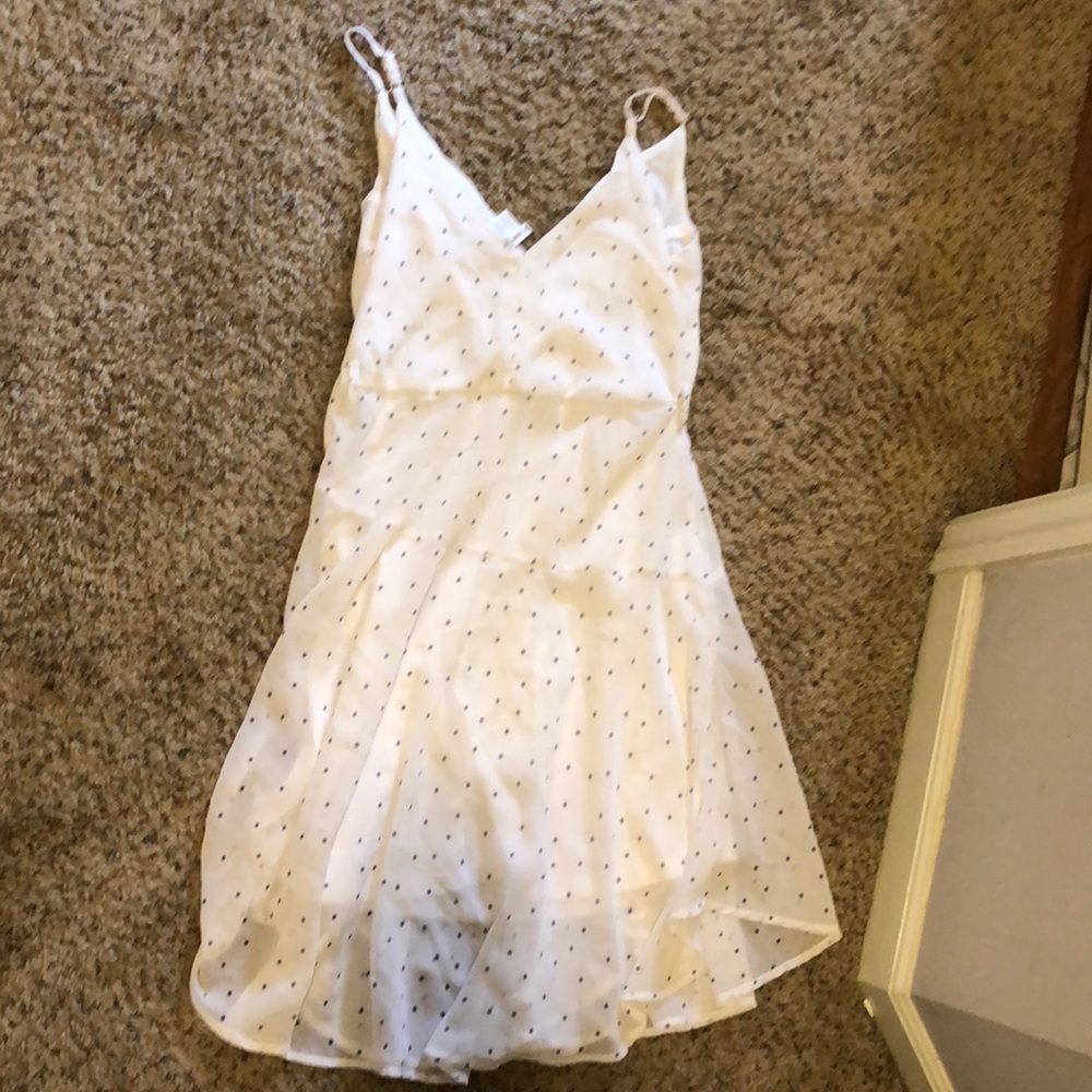 Short white polka dot dress